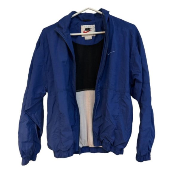 VINTAGE Nike Windbreaker Size Small Blue Jacket Full Zip Swoosh 90s Retro - Picture 3 of 4